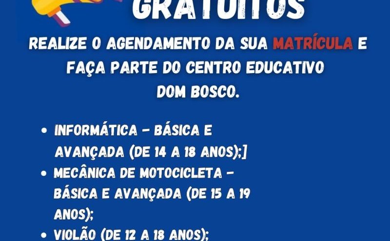  EDITAL INFORMATIVO – INSCRIÇÕES 2º SEMESTRE 2025 CURSOS GRATUITOS – CENTRO EDUCATIVO DOM BOSCO (CEDB)